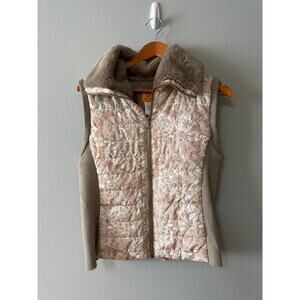 Womens Size L Ruby Rd Paisley Faux Fur Collar Vest